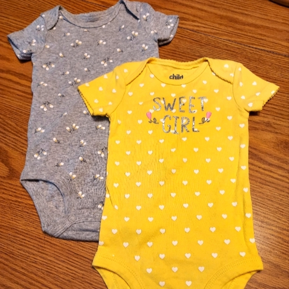 Child of Mine 2pc baby girl onesies 3-6 mos